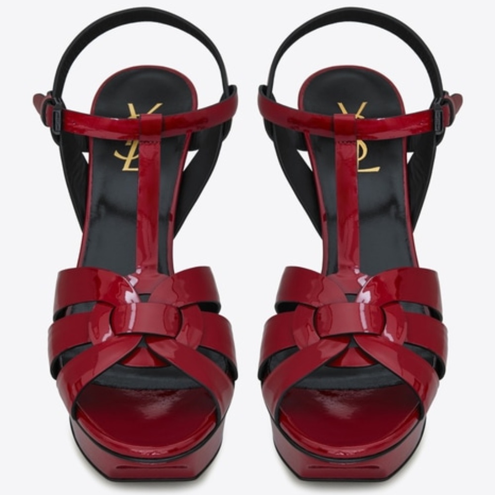 Saint Laurent Tribute 105mm Patent Platform Sandal